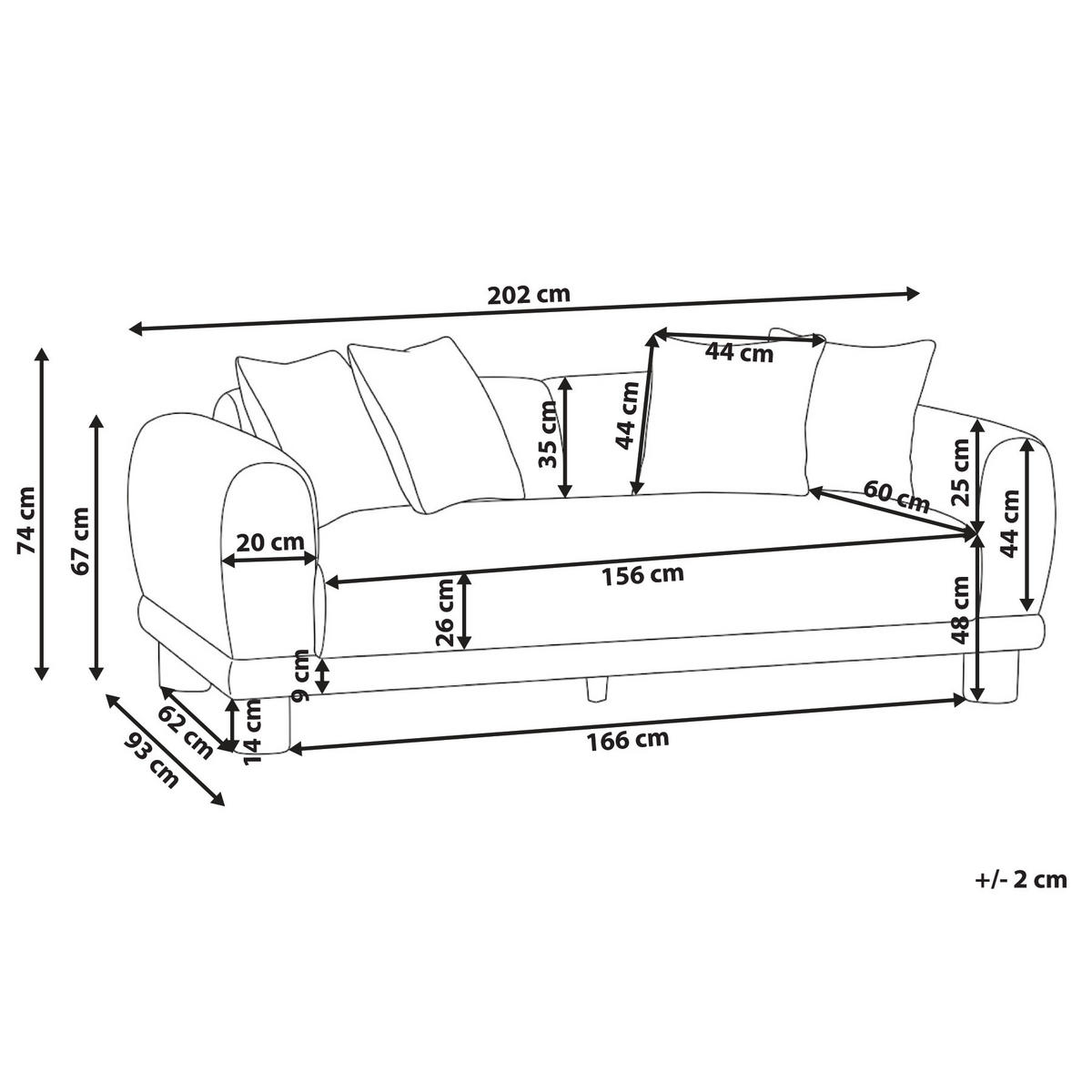 POHOVKA 3-místná Látka Taupe Pori - šedohnědá, textil (202/74/93cm) - Beliani