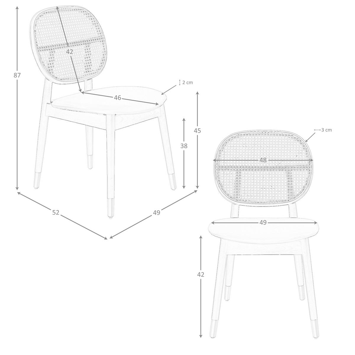 STUHL aus Rattan und schwarzem Ökoleder - Nussbaumfarben/Goldfarben, Leder/Holz (49/87/52cm) - ANGEL CERDA