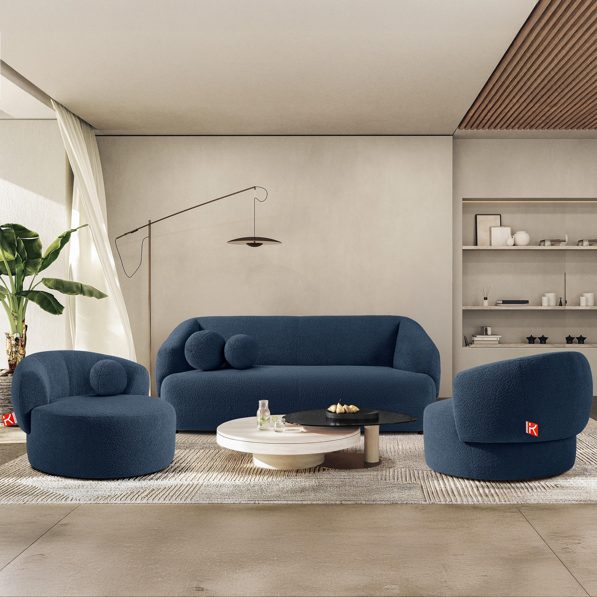 Thumbnail - Konsimo® Einzelsofa, Dunkelblau, Textil, 3-Sitzer, 210x84x100 cm, Wohnzimmer, Sofas & Couches, Sofas