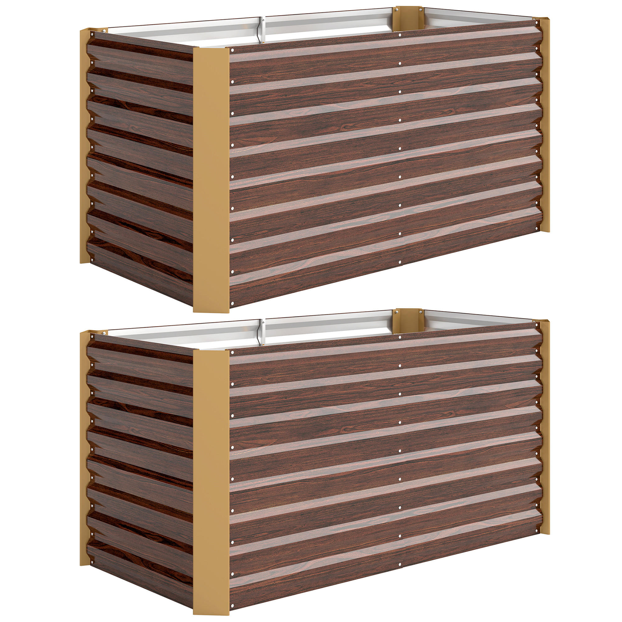 HOCHBEET-SET, 120L x 60B x 60H cm - Braun, Metall (60/60/120cm) - Outsunny