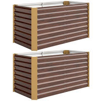 HOCHBEET-SET, 120L x 60B x 60H cm - Braun, Metall (60/60/120cm) - Outsunny