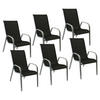 GARTENSTÜHLE Marbella Schwarz und Grau 6er-Set - Schwarz, Kunststoff (56.5/92.5/76cm) - Happy Garden