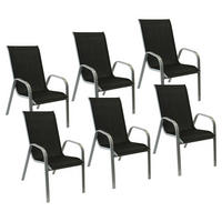 GARTENSTÜHLE Marbella Schwarz und Grau 6er-Set - Schwarz, Kunststoff (56.5/92.5/76cm) - Happy Garden