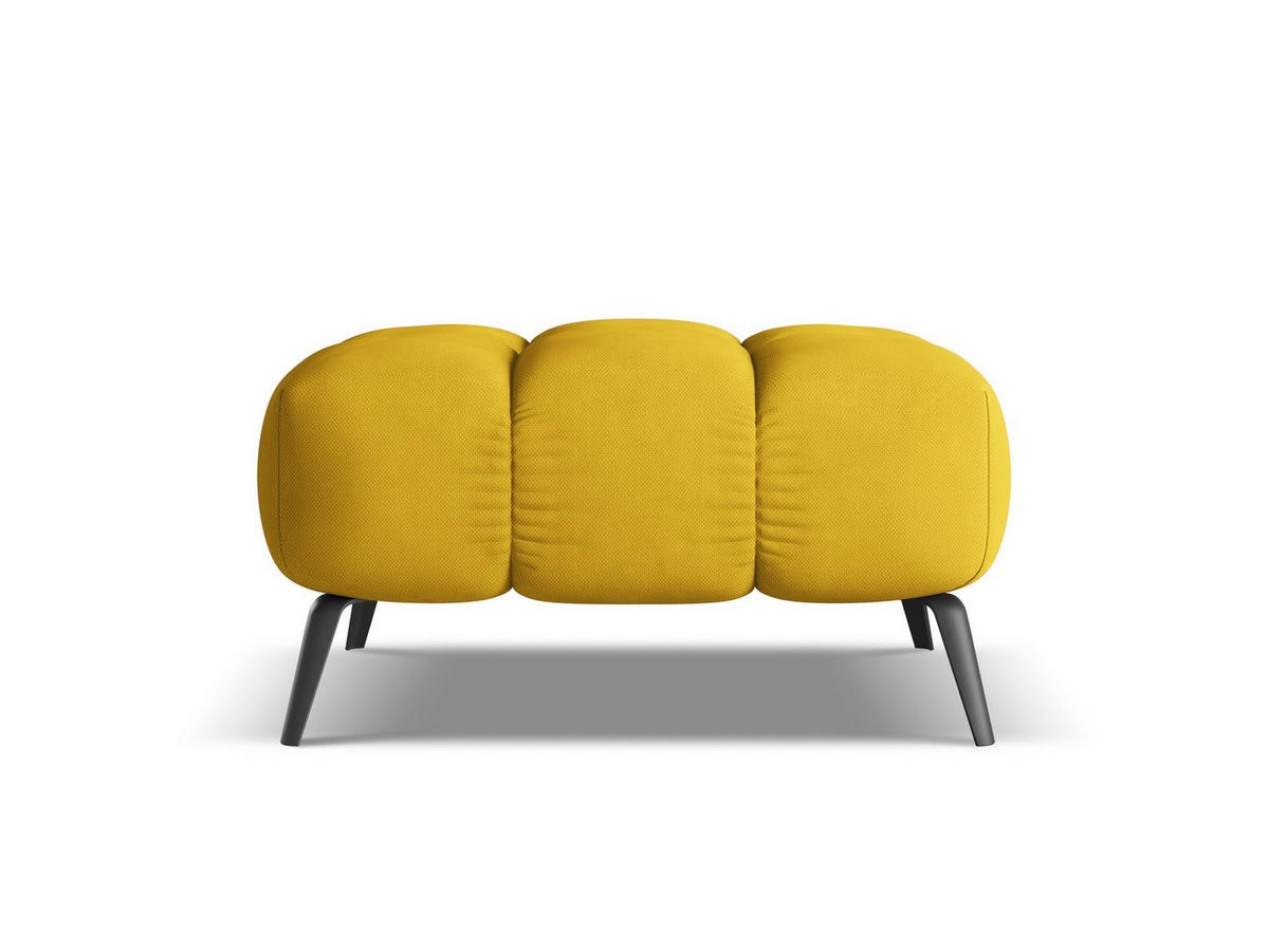 POUF Chenille Stoff Gelb - Currygelb/Gelb, Textil/Metall (78/41/60cm) - Makamii