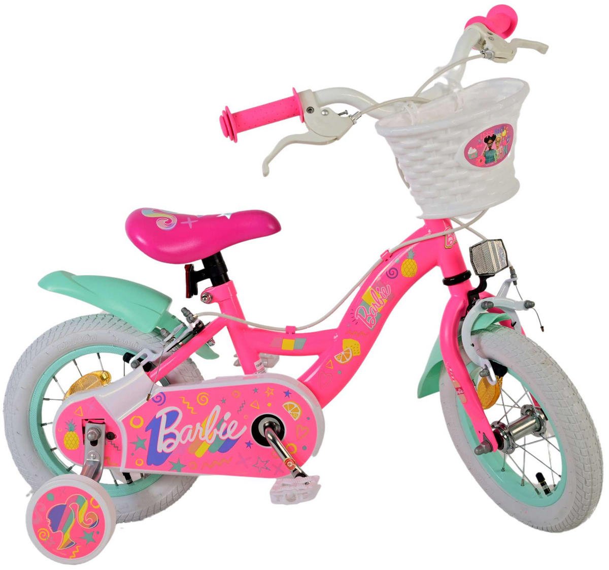 KINDERFAHRRAD Barbie - Mädchen - 12 Zoll - 2 Handbremsen - Rosa - Rosa, Metall (48cm) - TPFSports