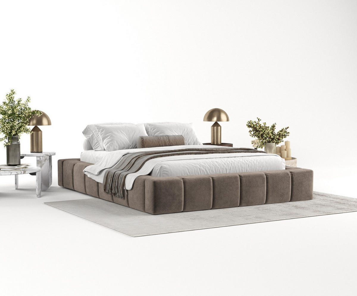 POLSTERBETT Kea mit Stauraum 200/200 cm Braun im Terra NW Stoff - Schwarz/Naturfarben, Holz/Holzwerkstoff (200/200cm) - AltaBeds