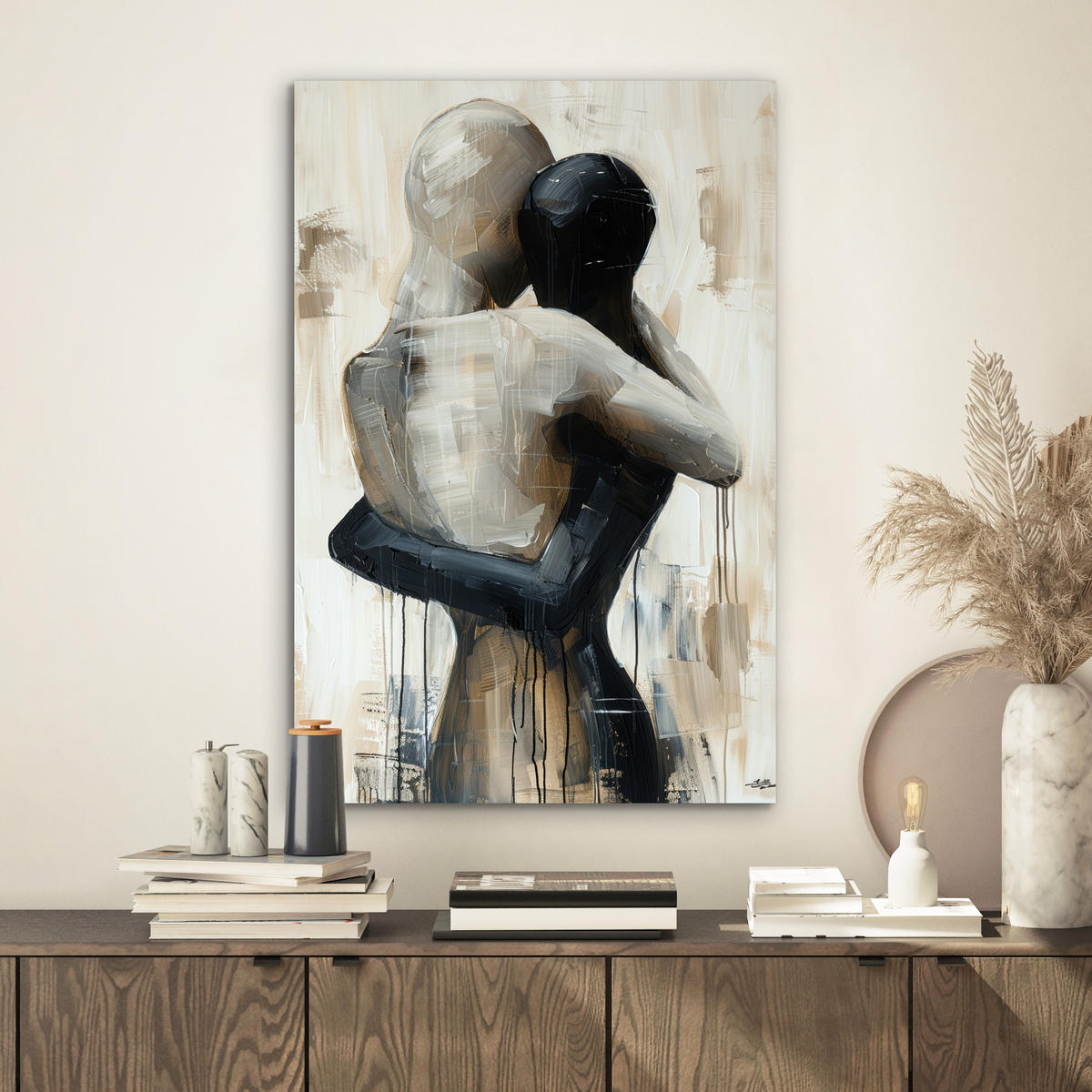 METALLBILD Abstrakt - Liebe - Schwarz und weiß - Modern 40x60 cm - Schwarz, Metall (40/60cm) - MuchoWow