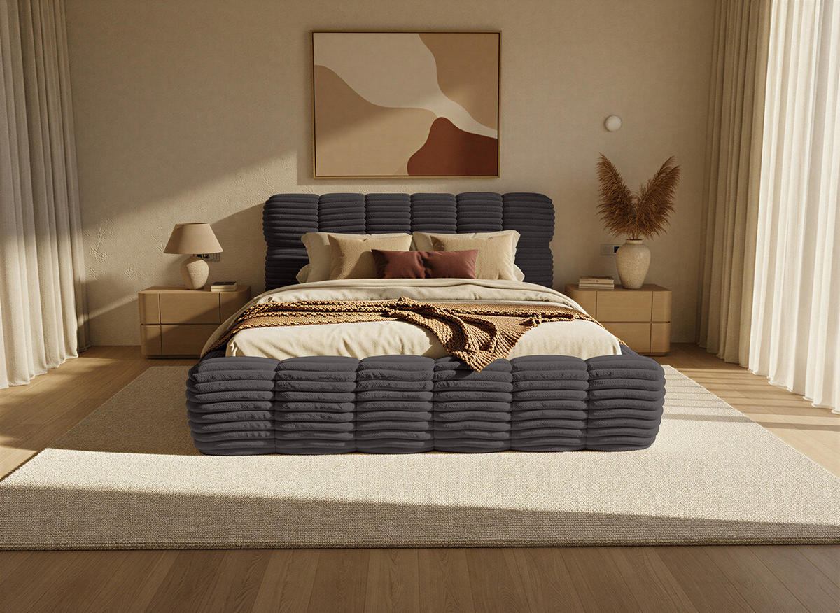 POLSTERBETT Wea 160x200 cm, Anthrazit - Anthrazit, Textil (160/200cm) - Fedve