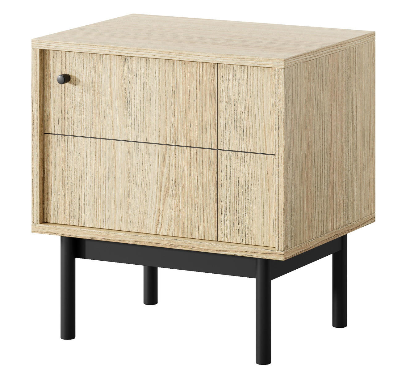 BEISTELLTISCH 55 cm Lunaris mit Tür, Eiche Linea - Eichefarben, Holz (54/57/39cm) - Emporius