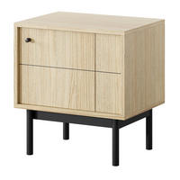 BEISTELLTISCH 55 cm Lunaris mit Tür, Eiche Linea - Eichefarben, Holz (54/57/39cm) - Emporius