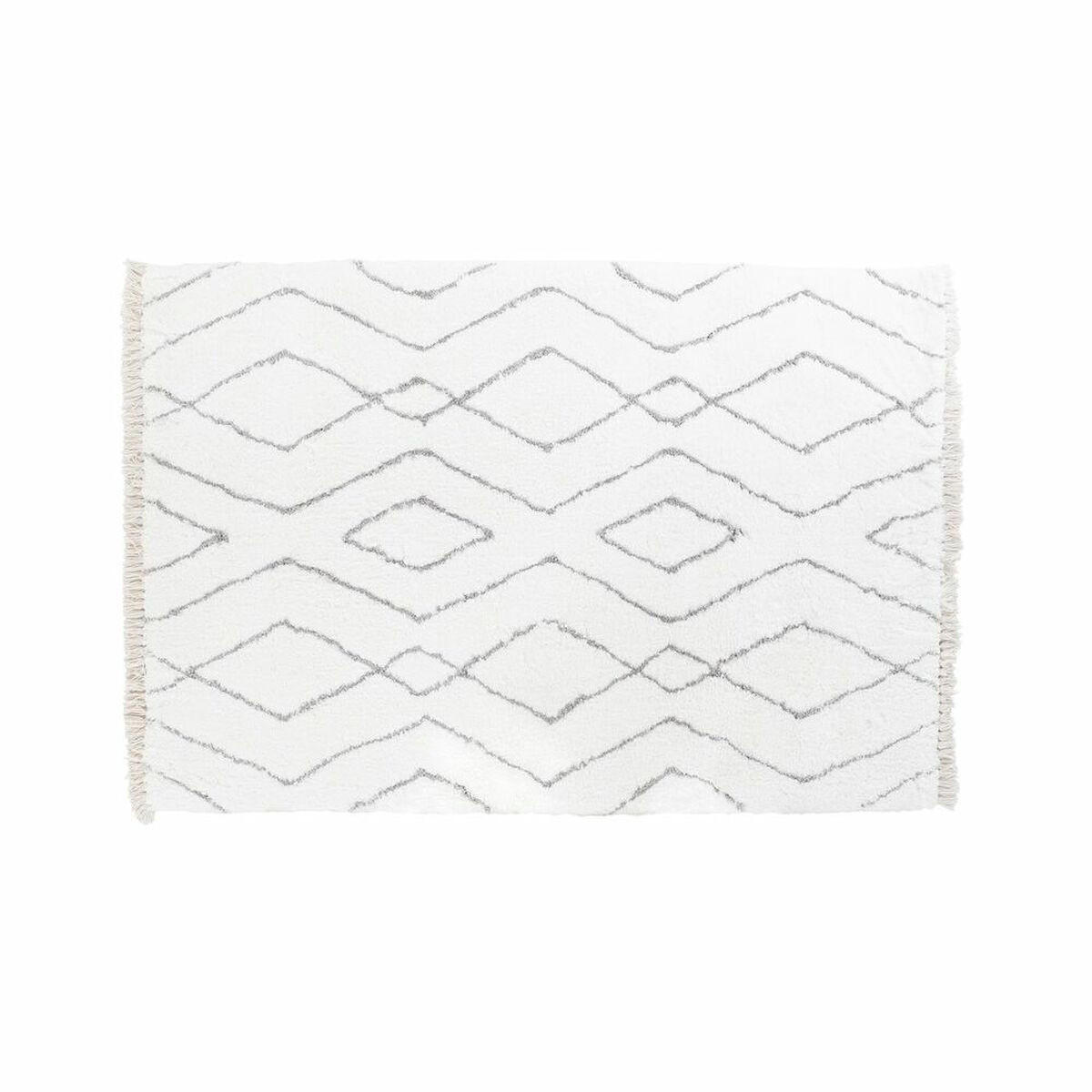 TEPPICH Weiß Grau Rhombusse Scandi Ø 9,4 cm 120 x 180 x 3 cm - Weiß, Textil (120/180cm) - DKD Home Decor
