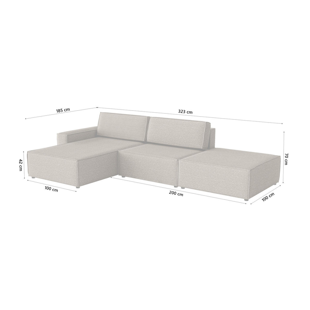 ECKSOFA Lummo Re mit Schlaffunktion, Braun - Braun, Textil (323/185cm) - Fedve