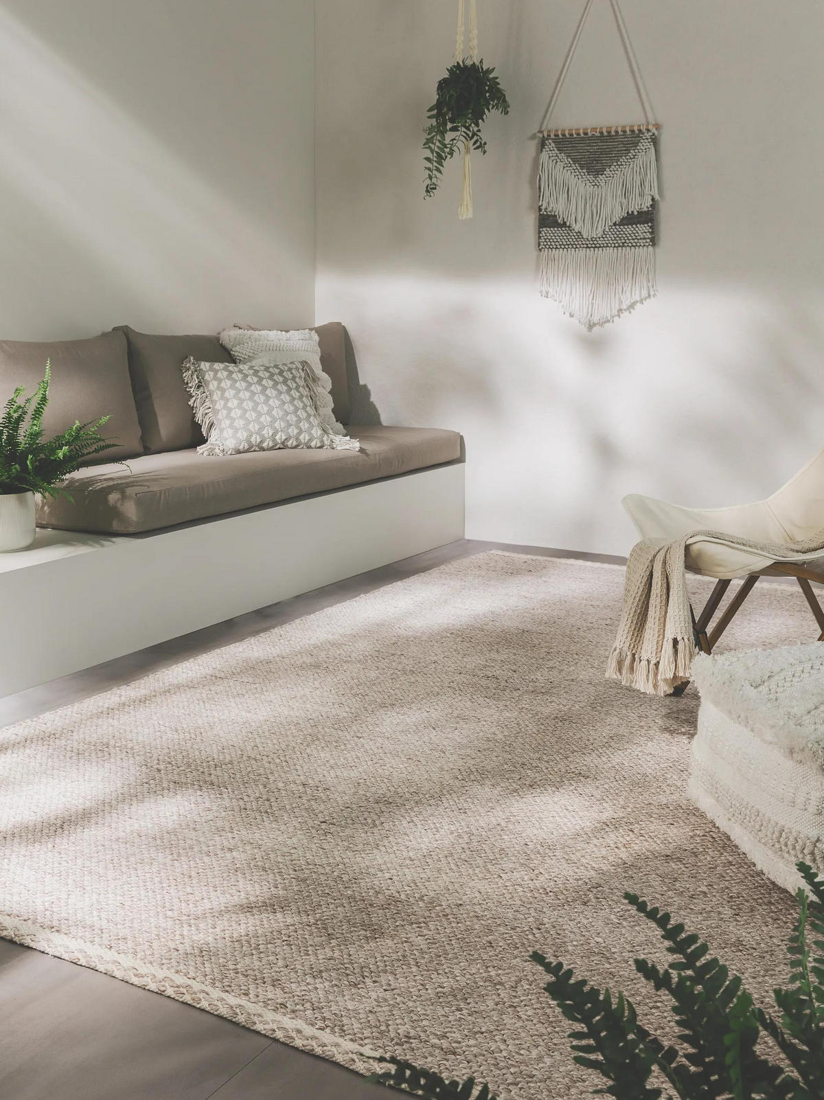 TEPPICH aus recyceltem Material Kiah Cream/Taupe 80x150 cm - Creme, Textil (80/150cm) - benuta Pure