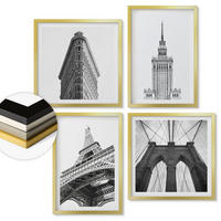 WANDBILDER 4er Set - 50x50 cm & 40x60 cm Goldrahmen - Architektur Schwarz-Weiß-Minimalismus - Goldfarben, Kunststoff (50/50cm) - ArtPrintCave