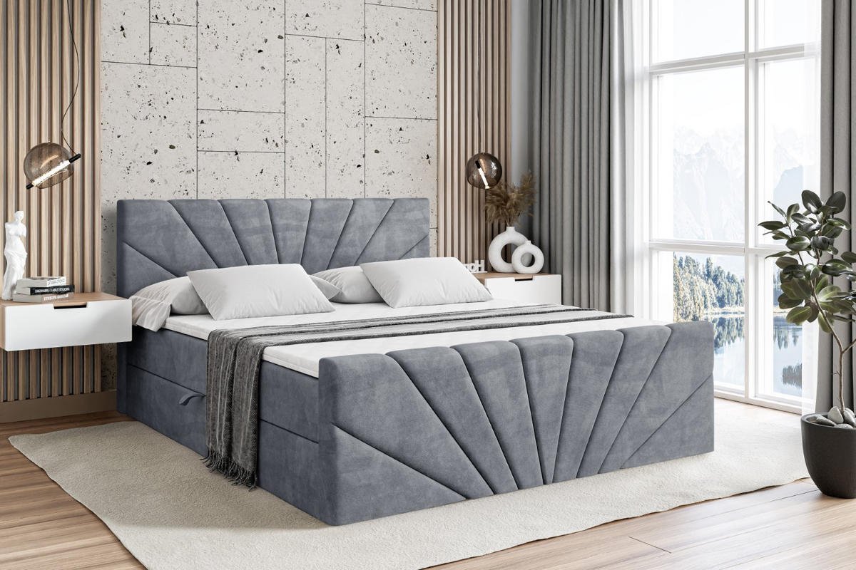 AMERICKÁ postel MILTIO-Z – 200 x 200 cm – H3 – šedá - šedá, kompozitní dřevo (200/200cm) - ALTDECOR
