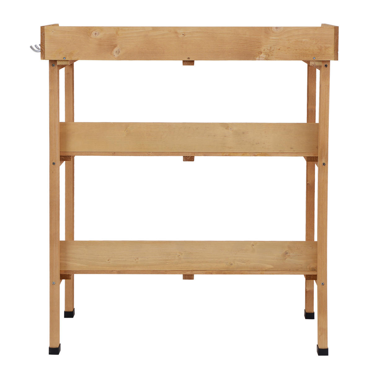 PFLANZTISCH Gärtnertisch Blumentisch mit Metall Arbeitsfläche Garten Holz Natur - Fichtefarben, Holz (76/37/89cm) - Outsunny