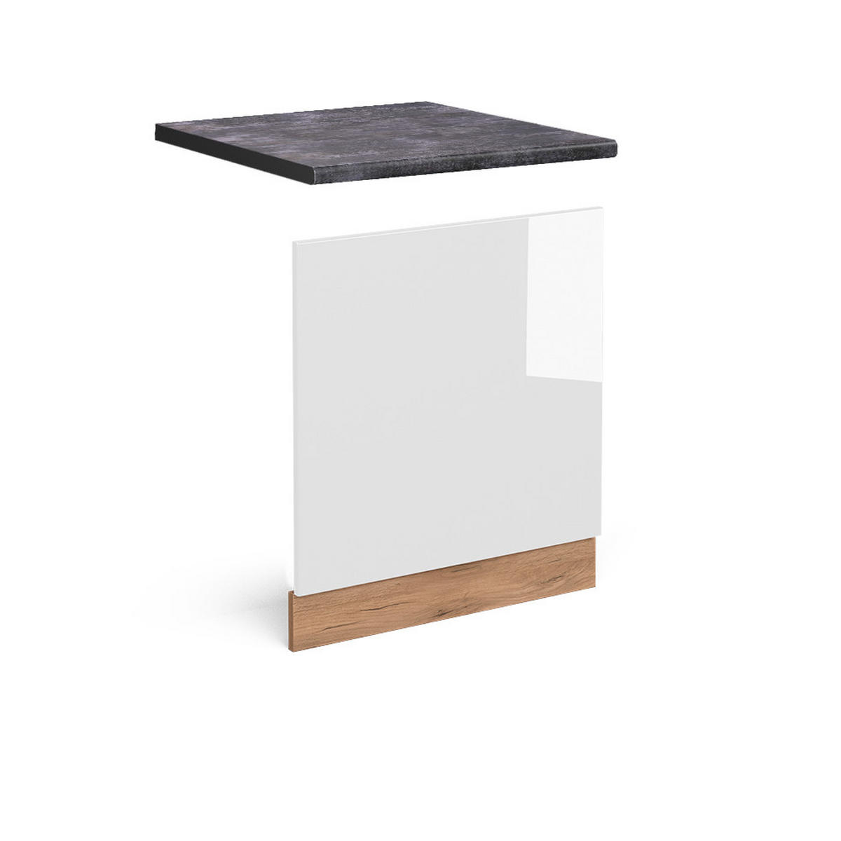 FRONTBLENDE R-Line Weiß Hochglanz 60 cm, AP Anthrazit - Honigeiche/Weiß Hochglanz, Holzwerkstoff (60/57.2/1.6cm) - Vicco