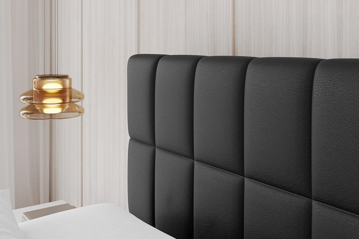 POLSTERBETT mit Bettkasten und Lattenrost, Boxbett ohne Matratze - AMEA 180x200 Schwarz Kunstleder - Schwarz Hochglanz, Holzwerkstoff/Textil (180/200cm) - ALTDECOR