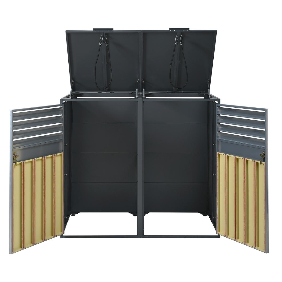 MÜLLTONNENBOX 2 Türen abschließbar Klappdeckel Lüftung - Multicolor, Metall (80/118.5/132cm) - FLIEKS