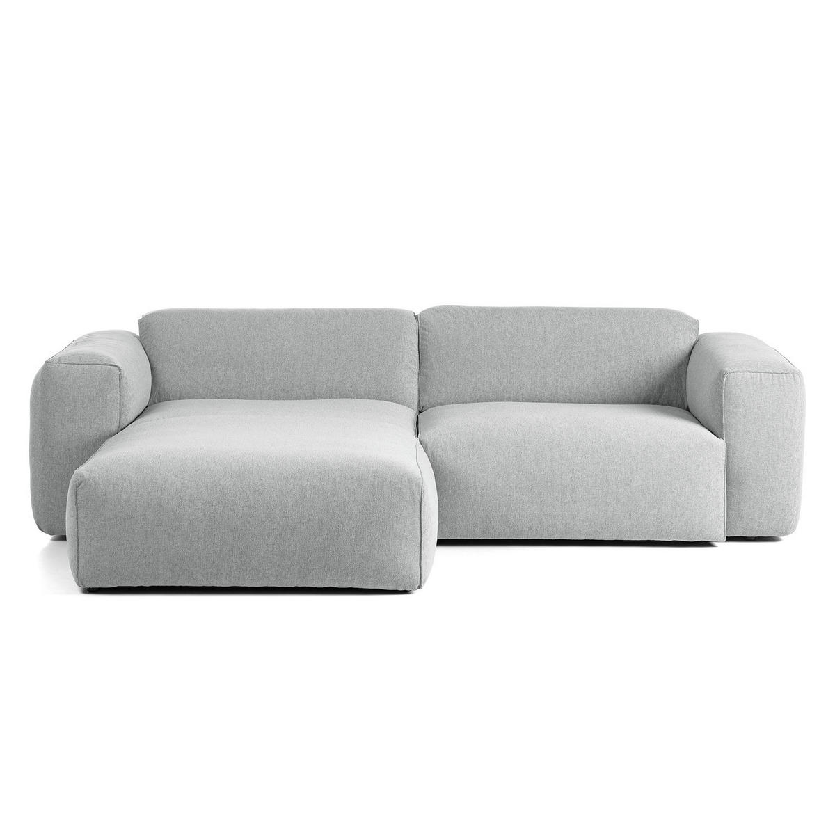1,5-SITZER ECKSOFA mit Longchair - Hellgrau/Schwarz, Kunststoff/Textil (260/173cm) - home24