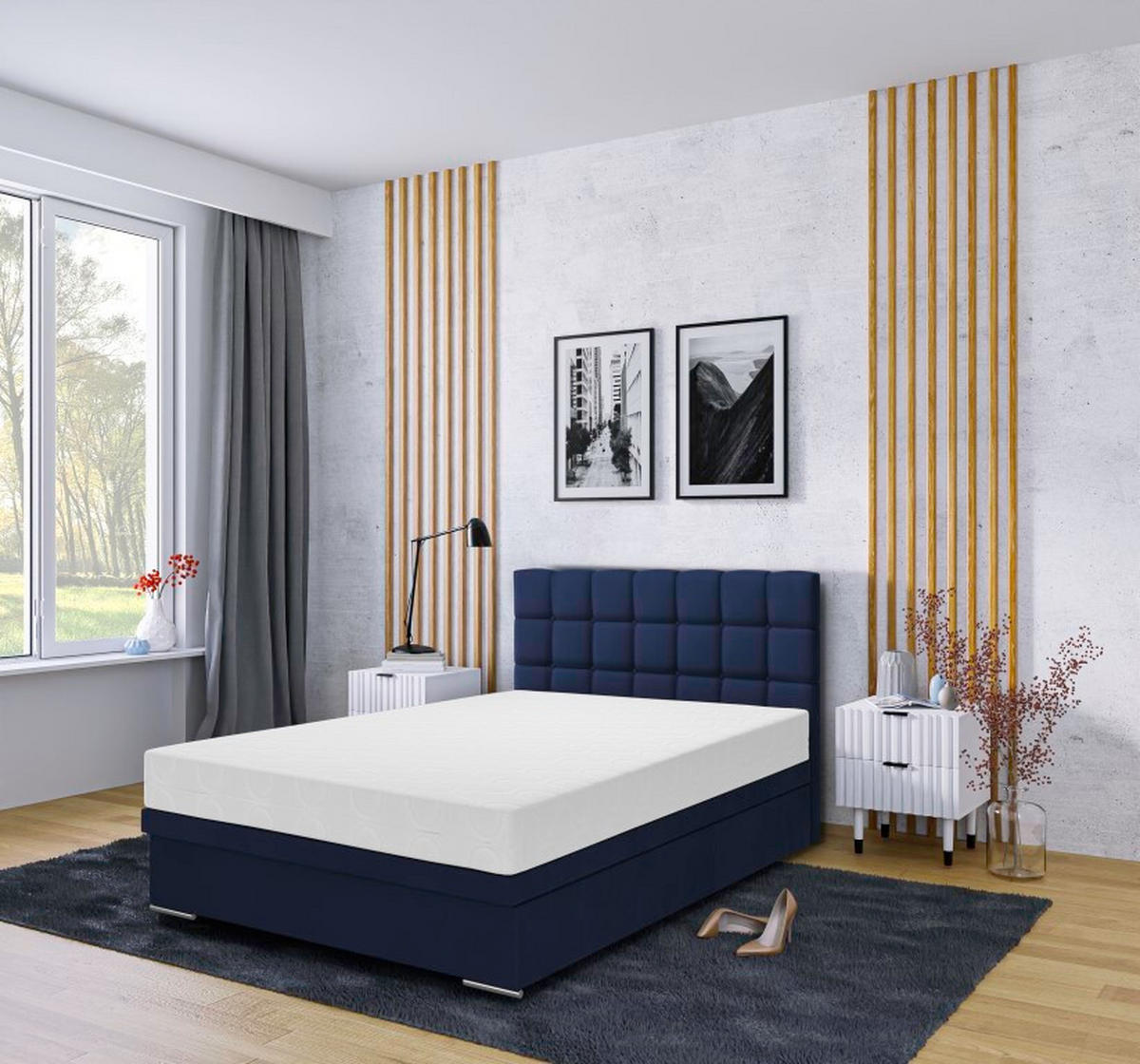 BOXBETT Venezia 120x200 cm mit Bettkasten, blau - Dunkelblau, Kunststoff (120/200cm) - Margaret Hadas24