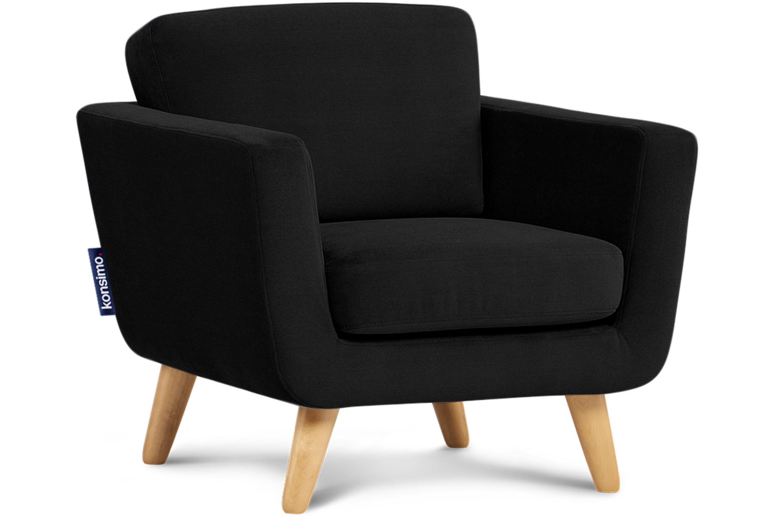 SESSEL TAGIO Massivholz-Beine, Schwarz - Schwarz/Braun, Buchenholz/Textil (86/80/88cm) - KONSIMO®