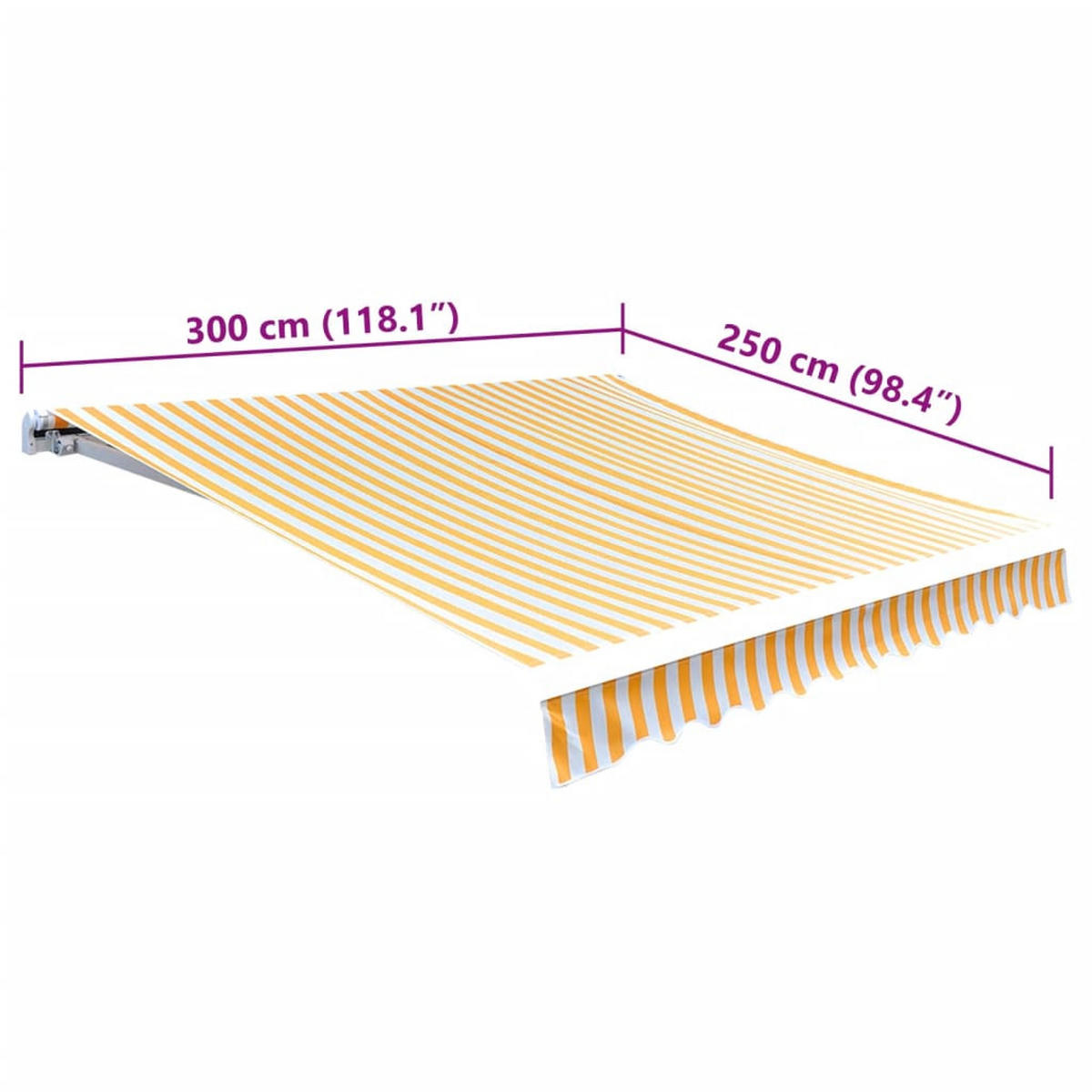 MARKISENSTOFF mit Volant| Gelb-Weiß, für 300x250cm Rahmen| Markisenbespannung Markisentuch - Gelb, Textil (280/0.3/245cm) - DELUKE