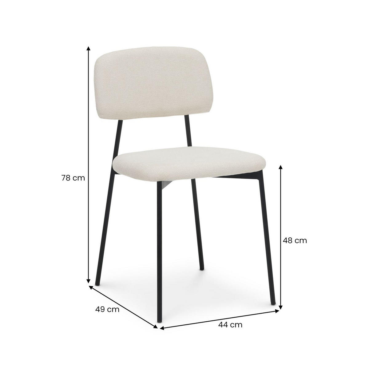 ESSZIMMERSTUHL TOLEDO 4ER-SET - Weiß, Textil (44/78/49cm) - IDIMEX