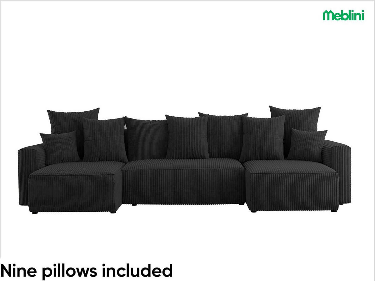 ECKSOFA SOLARIS U - Schwarz, Holzwerkstoff (312/142cm) - Meblini