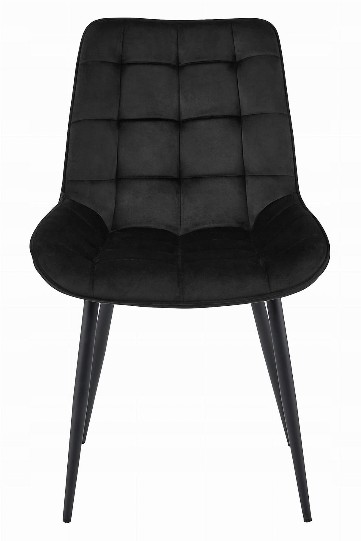 STUHL BARDI 4-er Set, Schwarz, Schwarz, mit Samtstoff gepolstert - Hellgrau, Textil/Metall (45/89/53cm) - Komodee