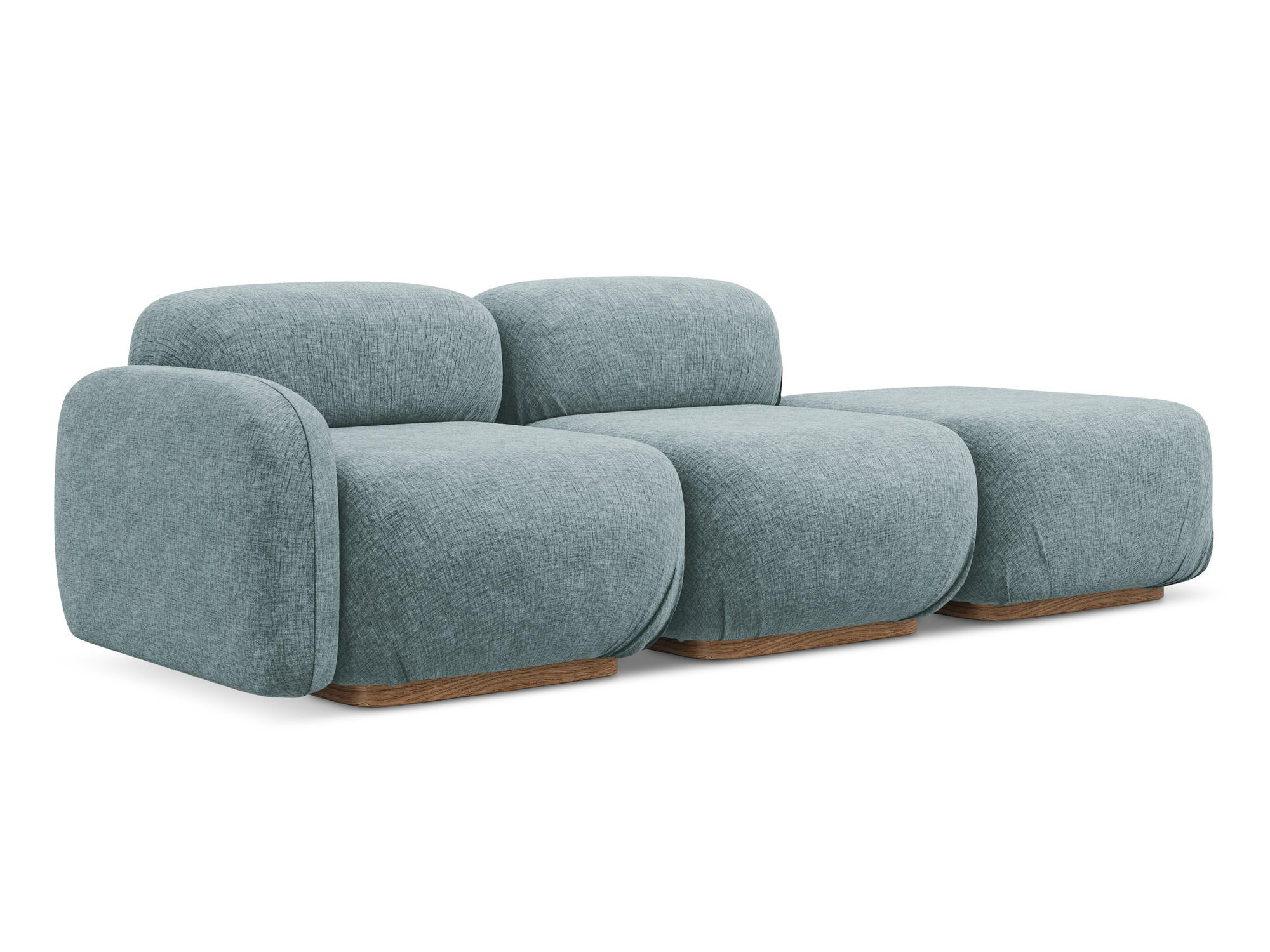 3-SITZER SOFA Rechts Chenille Stoff Blau - Blau/Blaugrau, Holz/Textil (258/73/95cm) - Makamii