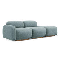 3-SITZER SOFA Rechts Chenille Stoff Blau - Blau/Blaugrau, Holz/Textil (258/73/95cm) - Makamii