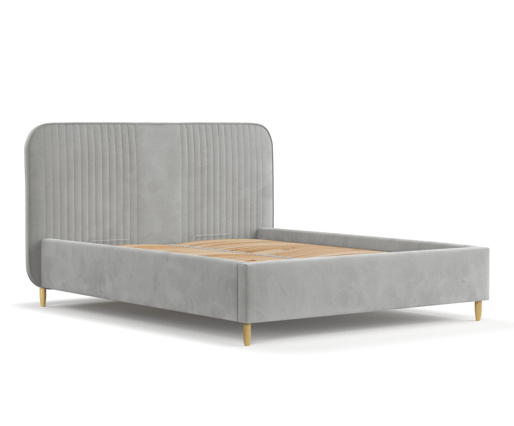 POLSTERBETT Livy Grau 120/200 cm im Samtstoff - Naturfarben/Grau, Holz/Holzwerkstoff (120/200cm) - Maison de Reve