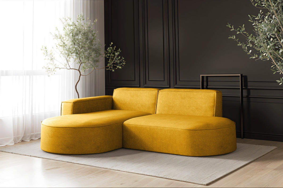 ECKSOFA Modena Modern Und Komfort Velours Stoff Salvador Links Gelb - Gelb, Holz/Textil (165/236cm) - Kaiser Möbel