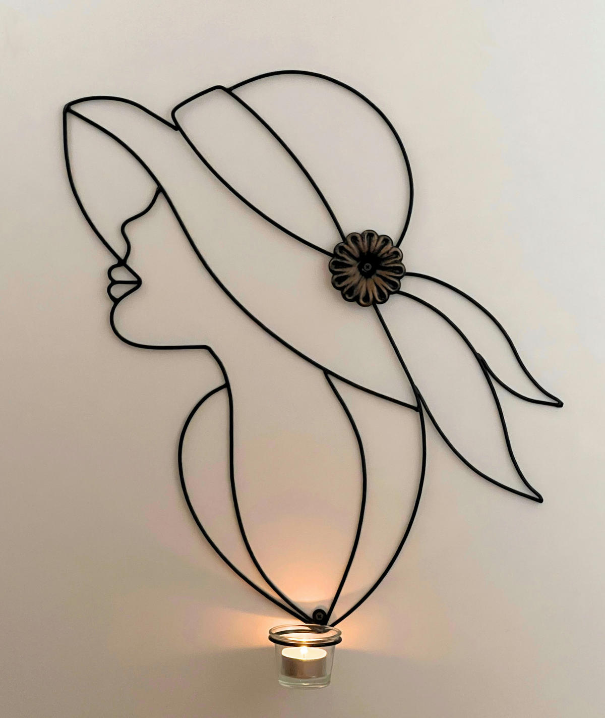 WANDTEELICHTHALTER 1-flammig mit Glas Metall Schwarz 50 cm - Schwarz, Metall (50cm) - DanDiBo