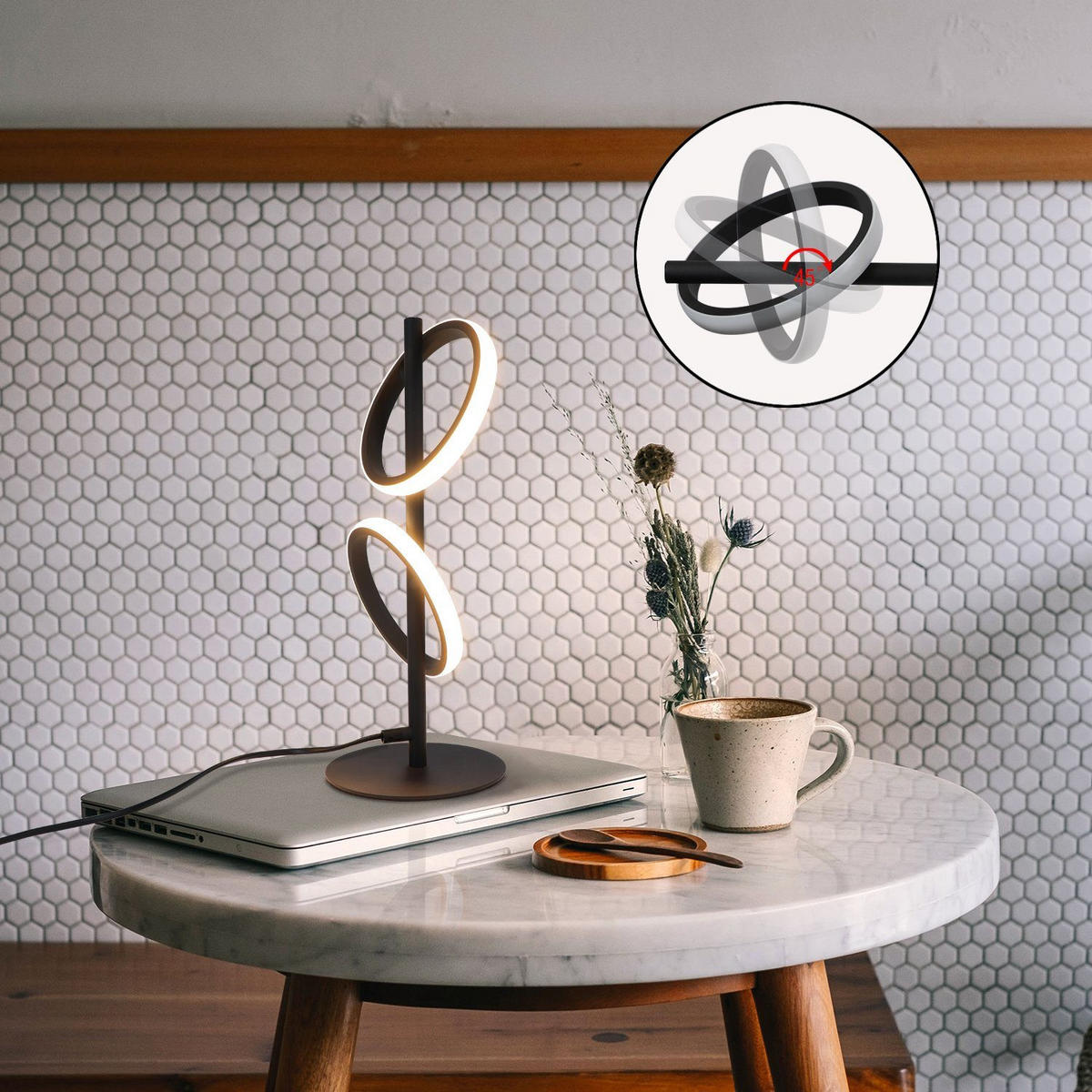 STOLNÍ lampa Abendorff LED 22/15,5/45,6 cm - černá, kov (22/15.5/45.6cm) - Nettlife