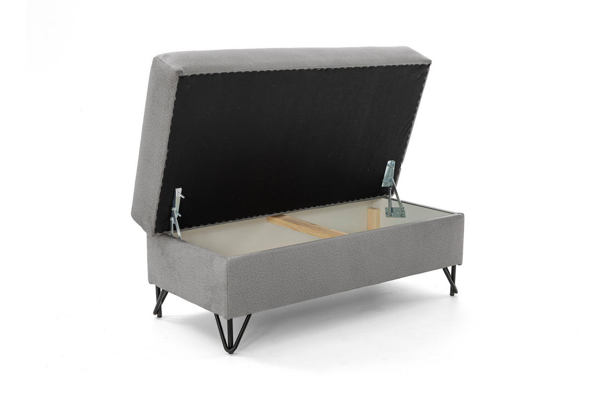 POUF JUNIOR 105x55 cm Velours Grau - Schwarz/Grau, Holz/Textil (105/43/55cm) - Muffo