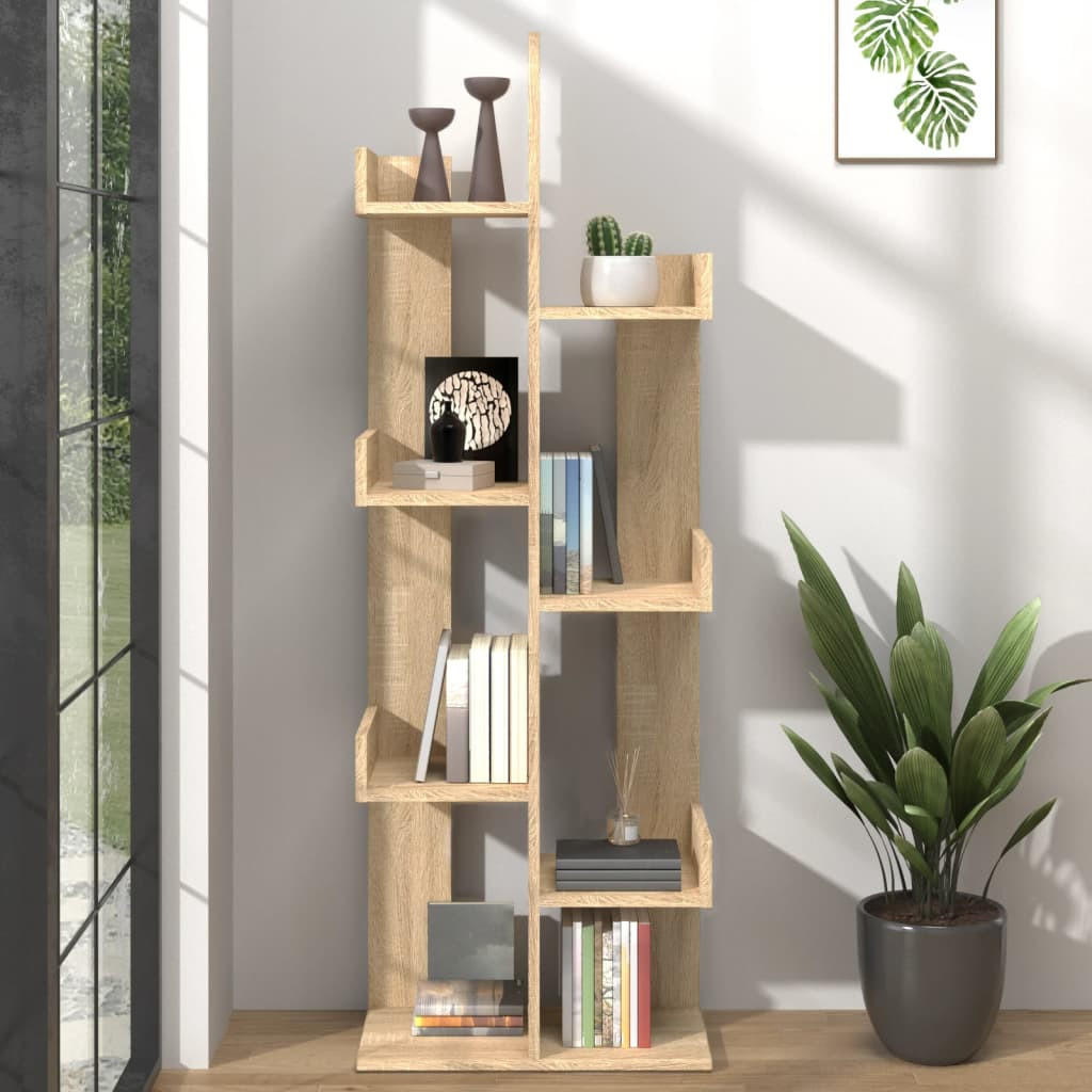 BÜCHERREGAL Baumform 48/25,5/140 cm aus Holzwerkstoff Sonoma-Eiche Dekor - Sonoma Eiche, Holz (48/140/25.5cm) - vidaXL