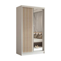 SCHWEBETÜRENSCHRANK LAMELLO 120/216/61 cm 2-türig mit Spiegel Weiß - Weiß, Holzwerkstoff (120/216/61cm) - MASSENO