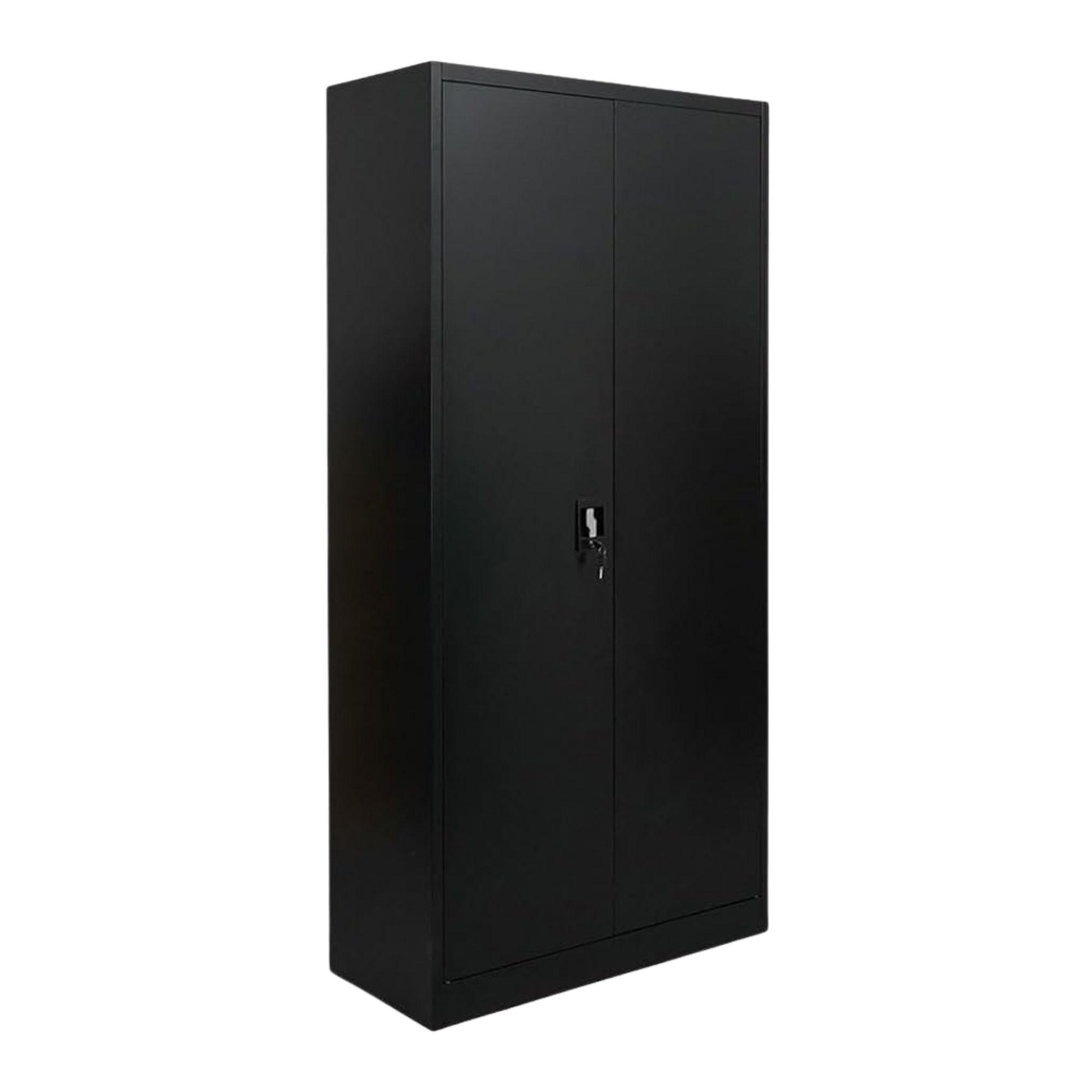 FLÜGELTÜRENSCHRANK Elephant komplett montiert 180x80x40cm 4 Ebenen Schwarz - Schwarz, Metall (80/180/40cm) - PROREGAL