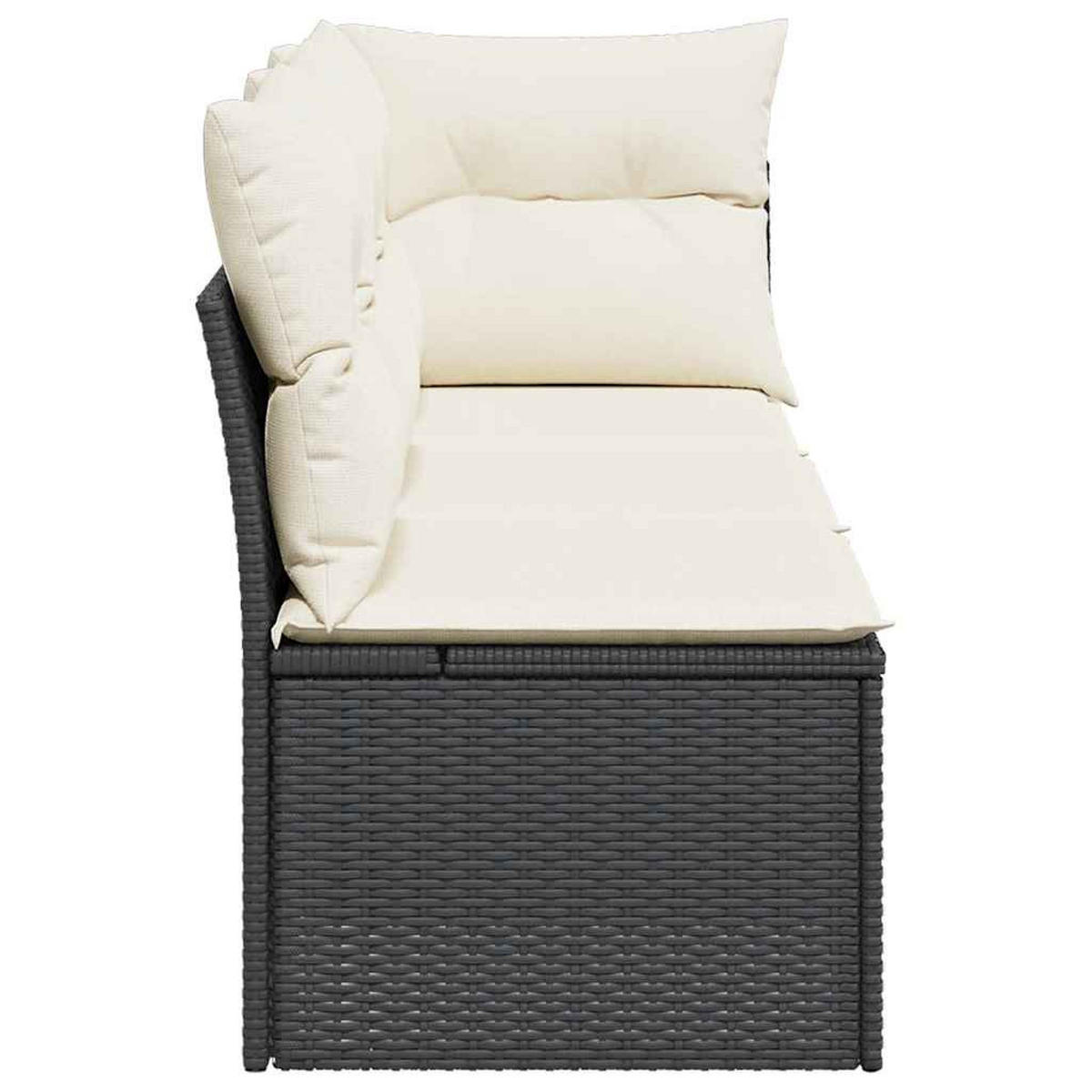 GARTENSOFA Mit Kissen 3-Sitzer Schwarz Poly Rattan - Schwarz, Kunststoff (172/69/62cm) - vidaXL