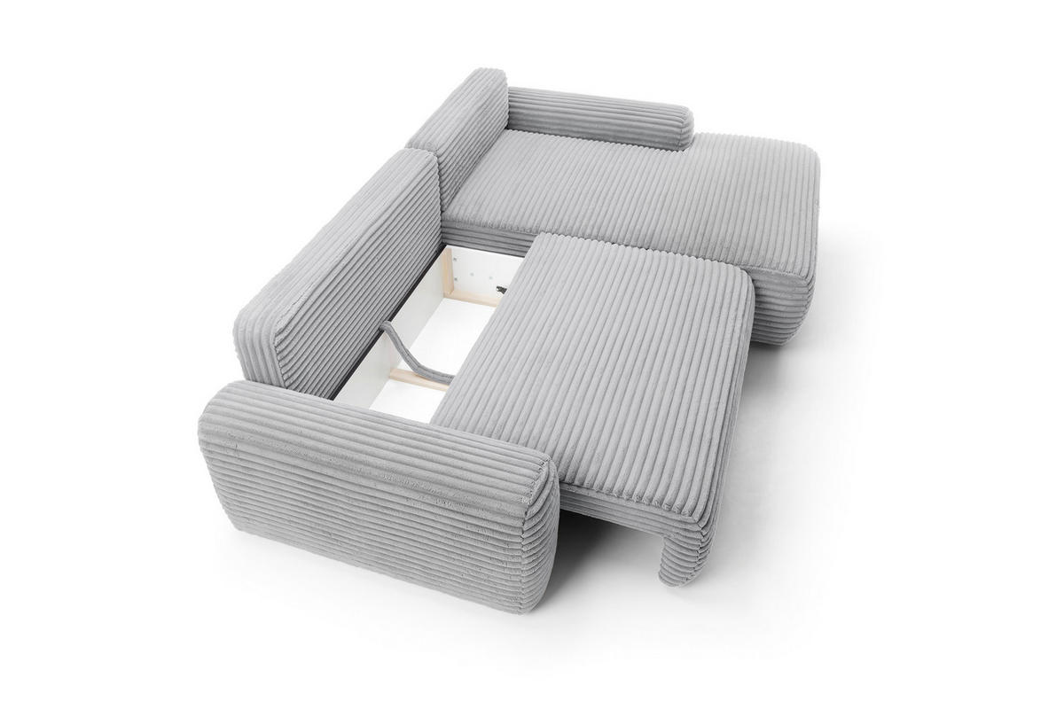 ECKSOFA Cordina Grau, mit Schlaffunktion und Bettzeugbehälter, rechte seite - Grau, Holzwerkstoff (264/162cm) - Bettso