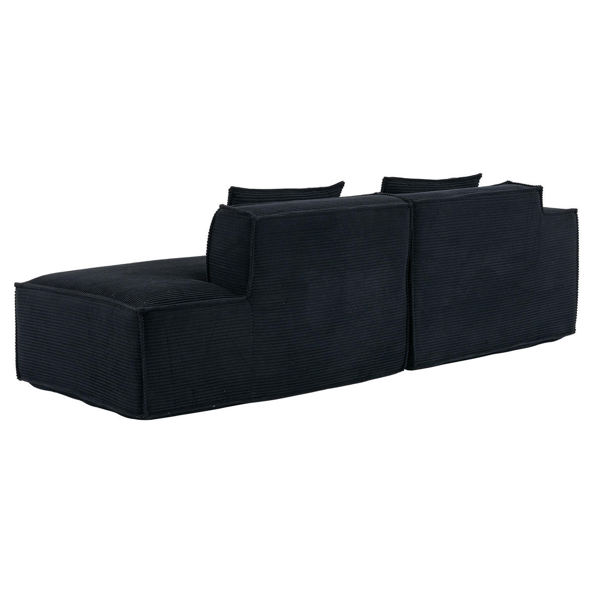 ECKSOFA DE-35208 mit 2 Kissen Schwarz - Schwarz, Textil (129/235cm) - ComfortXL