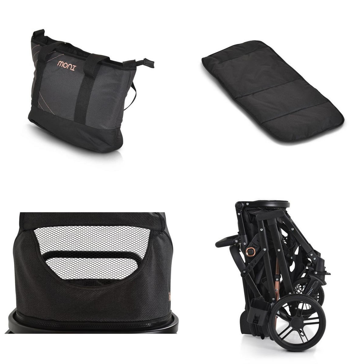 KINDERWAGEN Rafaello 2 in 1 schwarz mbaubar, Sportsitz, Fußabdeckung, Tasche - Schwarz, Metall (96/59/109cm) - Moni