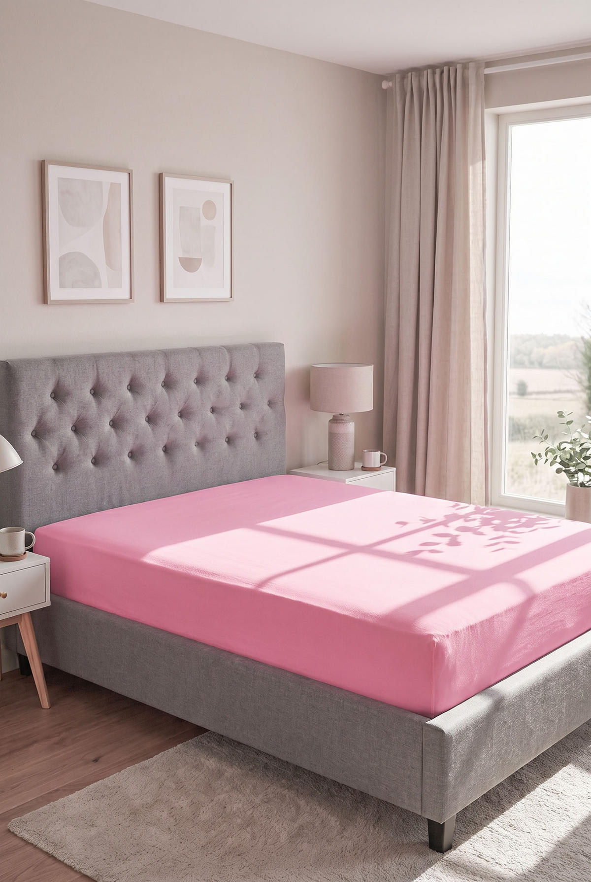 SPANNBETTTUCH Basic Jersey pink, 140x200 cm - 160x200 cm - Pink, Textil (160/200cm) - biberna