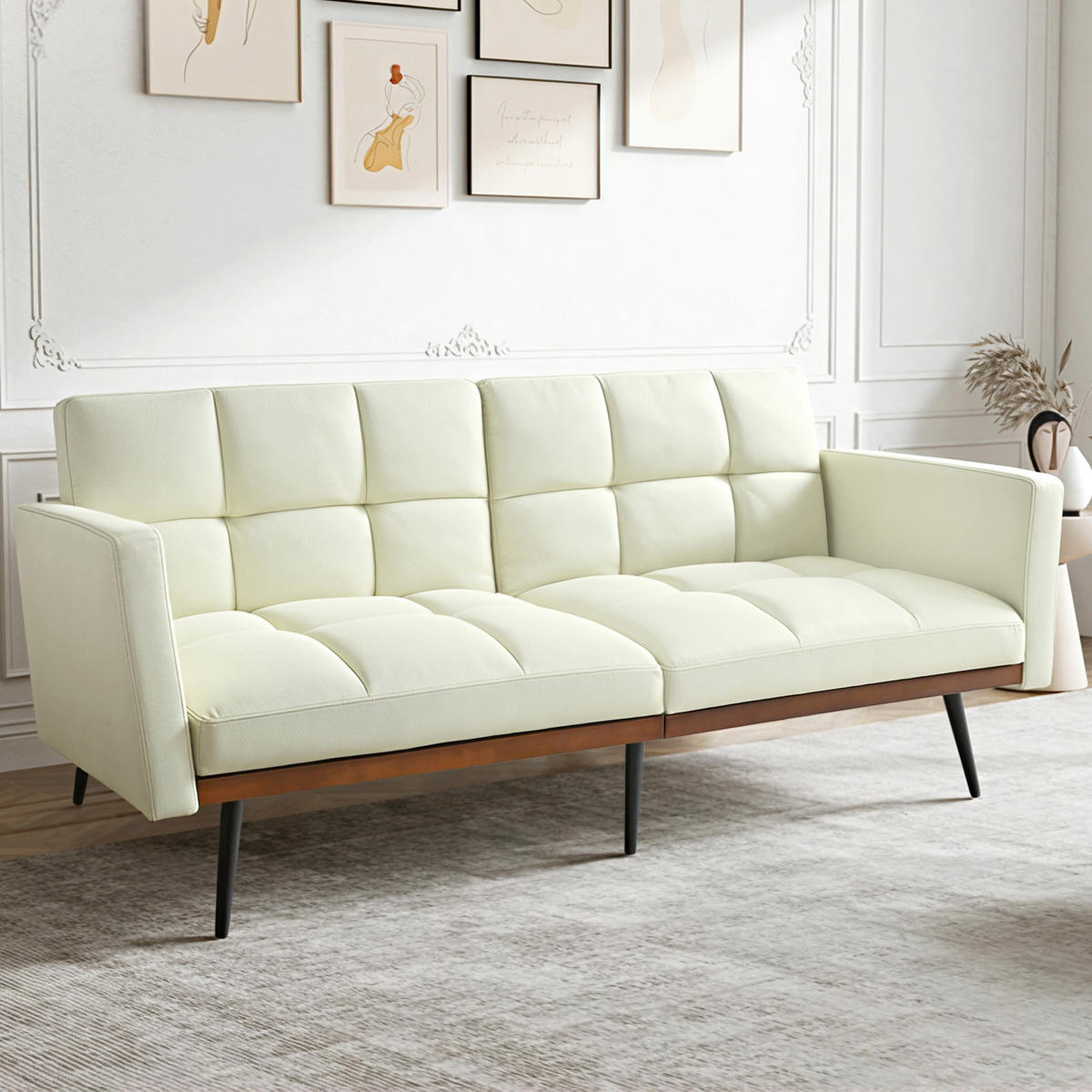 SCHLAFSOFA 146/60/70 cm in Leinenoptik Beige - Beige, Textil (146/70/60cm) - Oxeza
