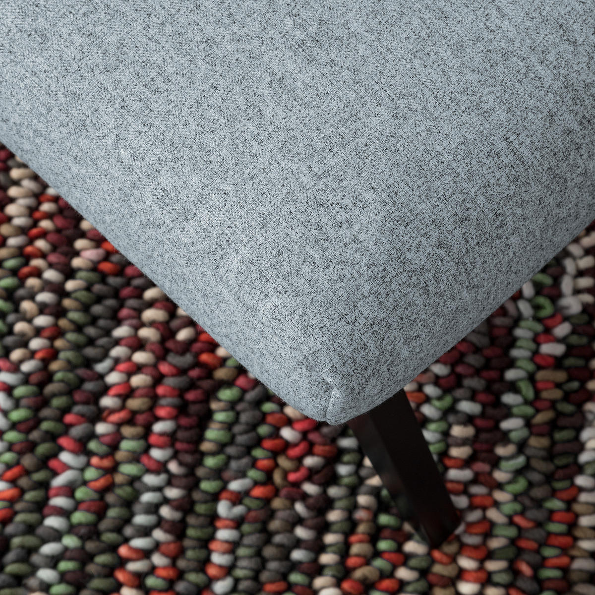 POLSTERHOCKER - Blaugrau/Schwarz, Eichenholz/Holz (54/41/41cm) - home24