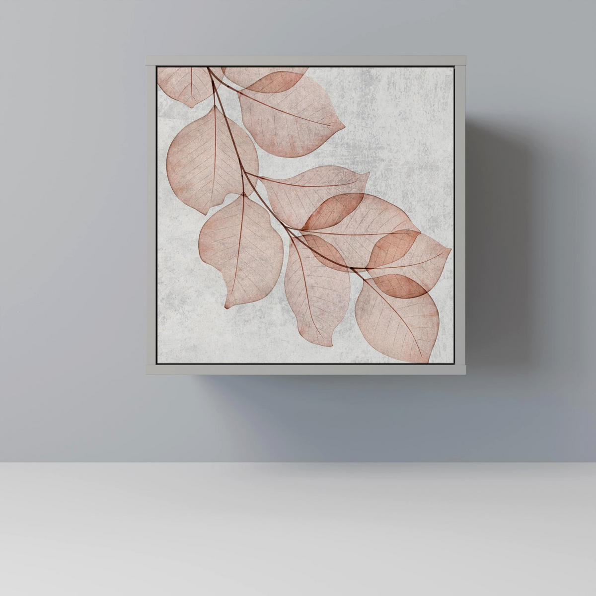 SIDEBOARD AUTUMN FRAGILITY, Grau, 57,5x42x75,5 cm, Goldfarbene Metallfüße - Goldfarben/Multicolor, Holzwerkstoff/Metall (57.5/75.5/42cm) - SpaceRebels