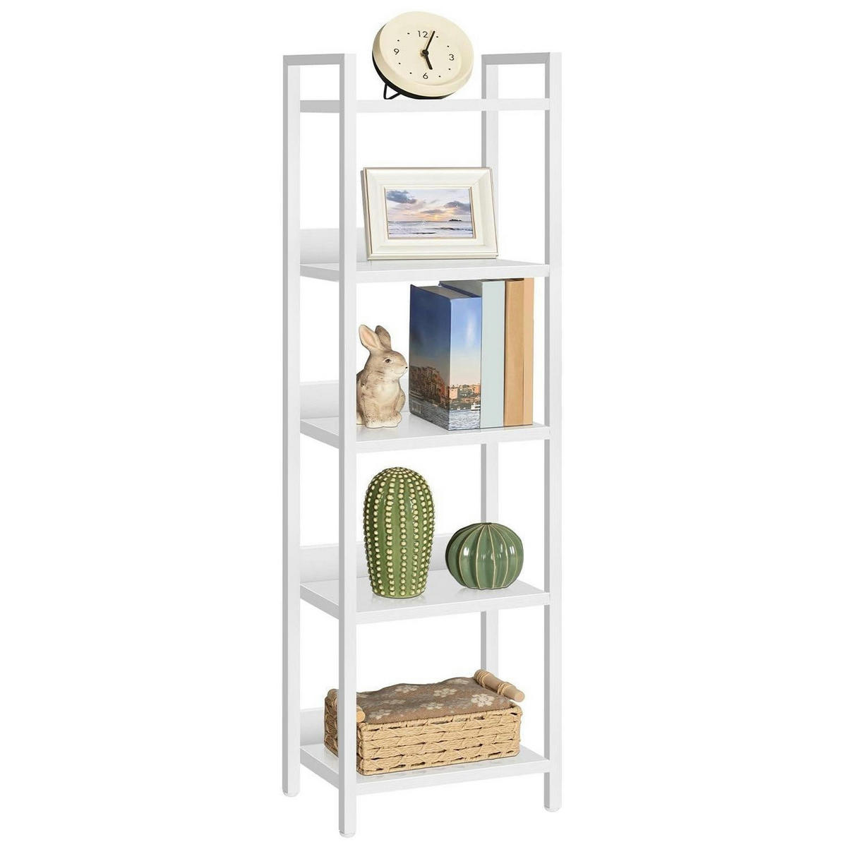 BÜCHERREGAL Standregal 5 Ebenen Weiß 24 x 33 x 131 cm - Weiß, Metall (33/131/24cm)