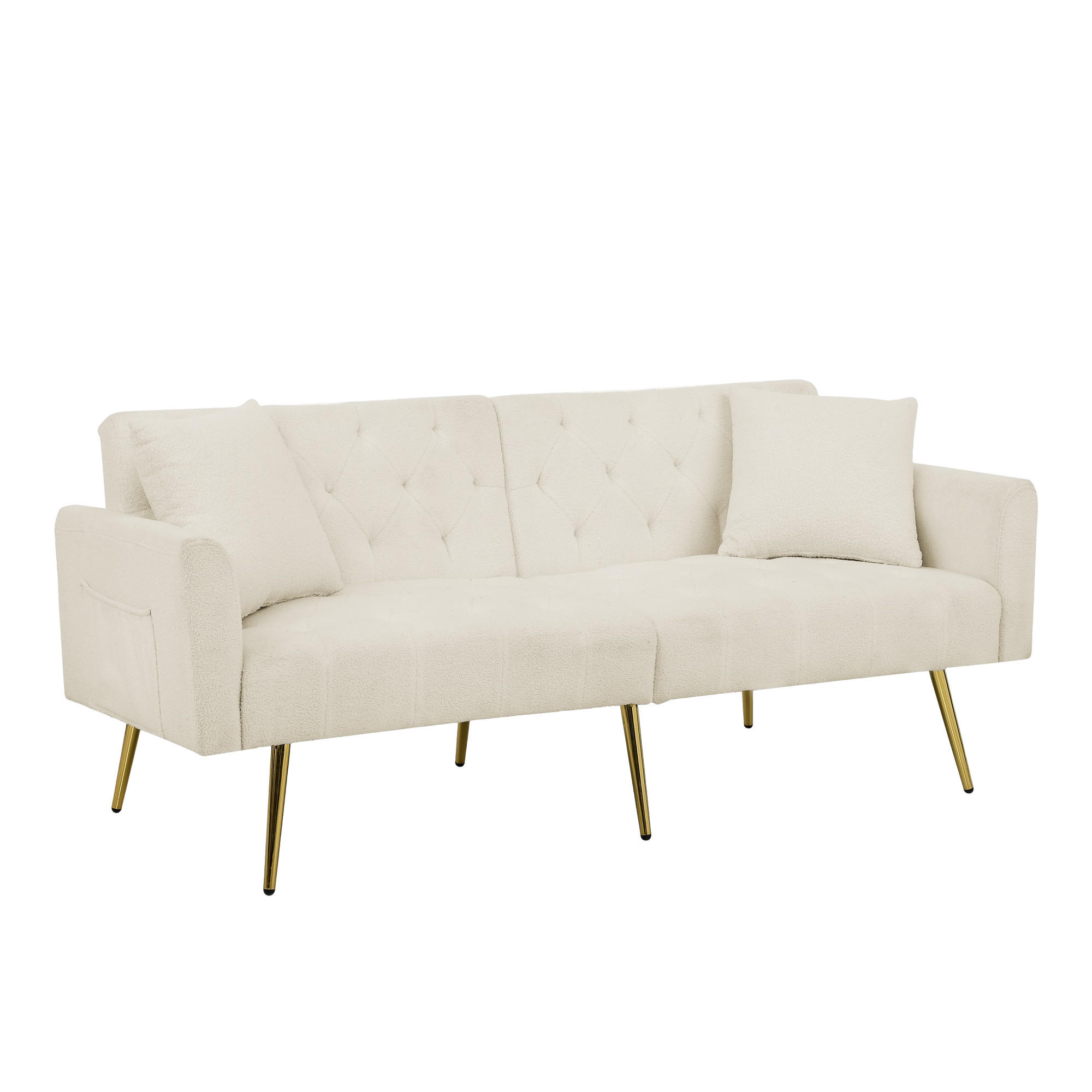 SCHLAFSOFA 177/78/74 cm in Beige Teddyfell mit Aufbewahrungstasche - Beige, Textil (177/74/78cm) - Oxeza